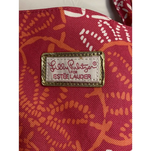 Lily Pulitzer All Over Seashell Tropical Print Shoulder Travel Bag Pink Orange - Picture 3 of 4